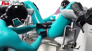 clad tight latex her