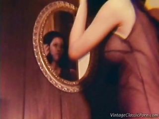 beautiful chick caresses and