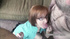 Naughty redhead with slim body is sucking two dicks at once