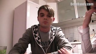 straight student guy serving