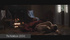 Sexy blonde wakes up sleeping guy near the fireplace while naked.