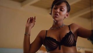 curvy black babe strips