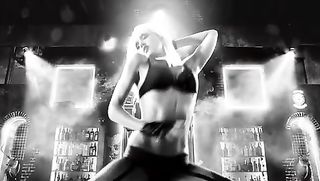 attractive blonde dances freely