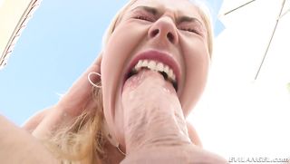 blonde bitch wearing white