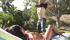 Accidental fuck with neighbor while sunbathing