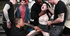 Perky pretty brunette gang banged