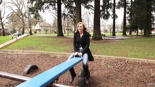 pretty blonde chick enjoys