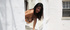 Naughty neighbor chick teases showing her fine boobs out of a window
