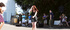 Busty red-head girl enjoys her sexy dancing outdoors