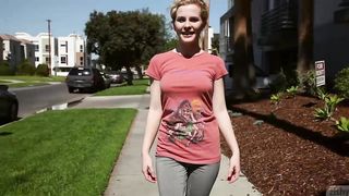 petite blonde teen enjoys