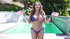 Patriotic MILF hottie bounces outside in the sun