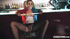 Girl cosplaying Harley Quinn pounded on the bar