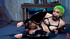 Green-haired alt ts girl fucks herself in a dungeon