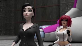 animated redhead and brunette