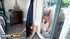 Tiny brunette Latina makes love to a giant fellow