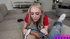 Small tits blonde stepsister sucks dick