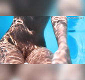 Romantic hungarian swimming pool teen showing blonde pussy