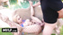 Hot beautiful step mom gives handjob