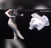 Big tits brunette swimming pool teen showing natural pussy