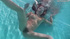 Tiny sexy swimming pool teen showing big pussy
