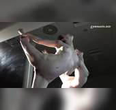 Perfect ass big tits brunette gymnast showing nude pussy