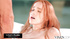 Beautiful redhead babe gives handjob