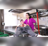 Big tits teen banged in the kitchen