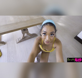 Brunette american teen masturbates