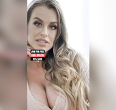 Busty brunette sexy mom showing blonde pussy
