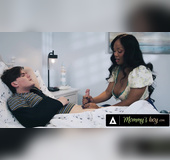 Big tits sexy mom gives handjob