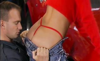 red top and jeans