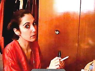 ponytailed morena roja bathrobe