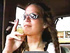 Two brunettes with plaits smoking in the car while red mom doing it outdoors