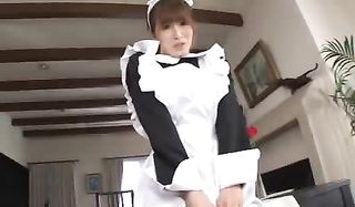 cute japanese maid serves