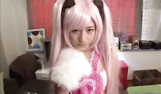 cute asian girl displays