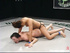 Inked dark haired wrestling slut gets strap-on fucked
