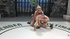 Angry ponytailed blonde fighter nailing her defeated rival with strap-on on the ring