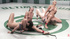 Blonde and brunette female fighters are defeated and will be fucked in bondage on the ring by 2 others