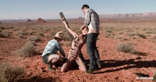 brunette hitchhiker gets tied