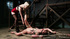 Big boobed blonde fucks a tied up Asian brunette from behind