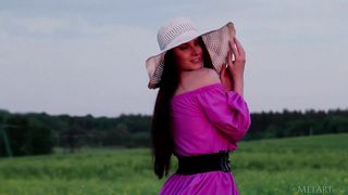 brunette pink dress gets