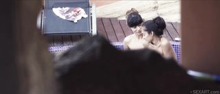 two brunette girls strip