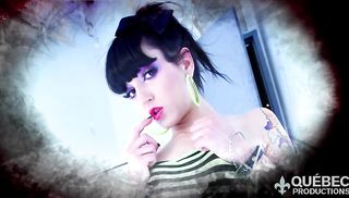 freaky gothic brunette with