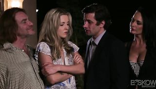 horny blonde finishes her